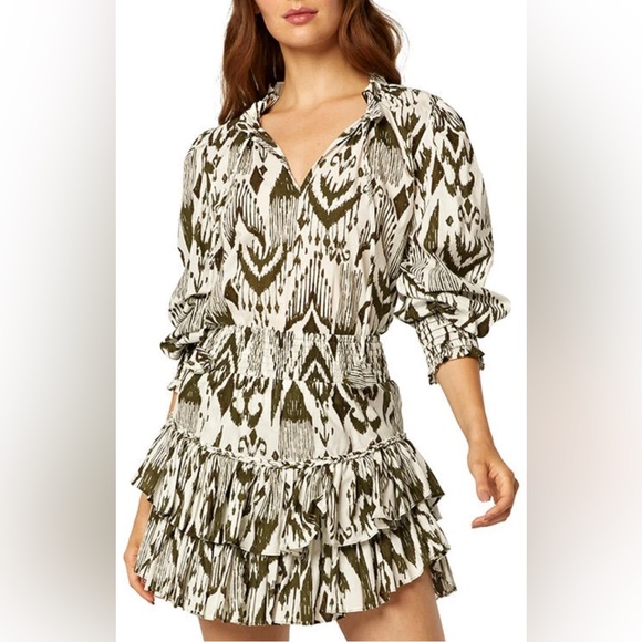 Misa Los Angeles Dresses & Skirts - Misa LA  Evienne Tiered Green Top and White Mini Skirt SIZE MEDIUM
